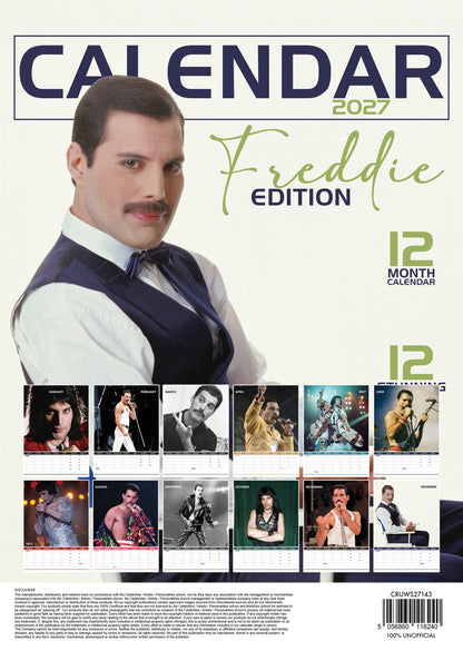 Freddie Mercury Calendar 2027 – A Year of Iconic Music and Unmatched Showmanship