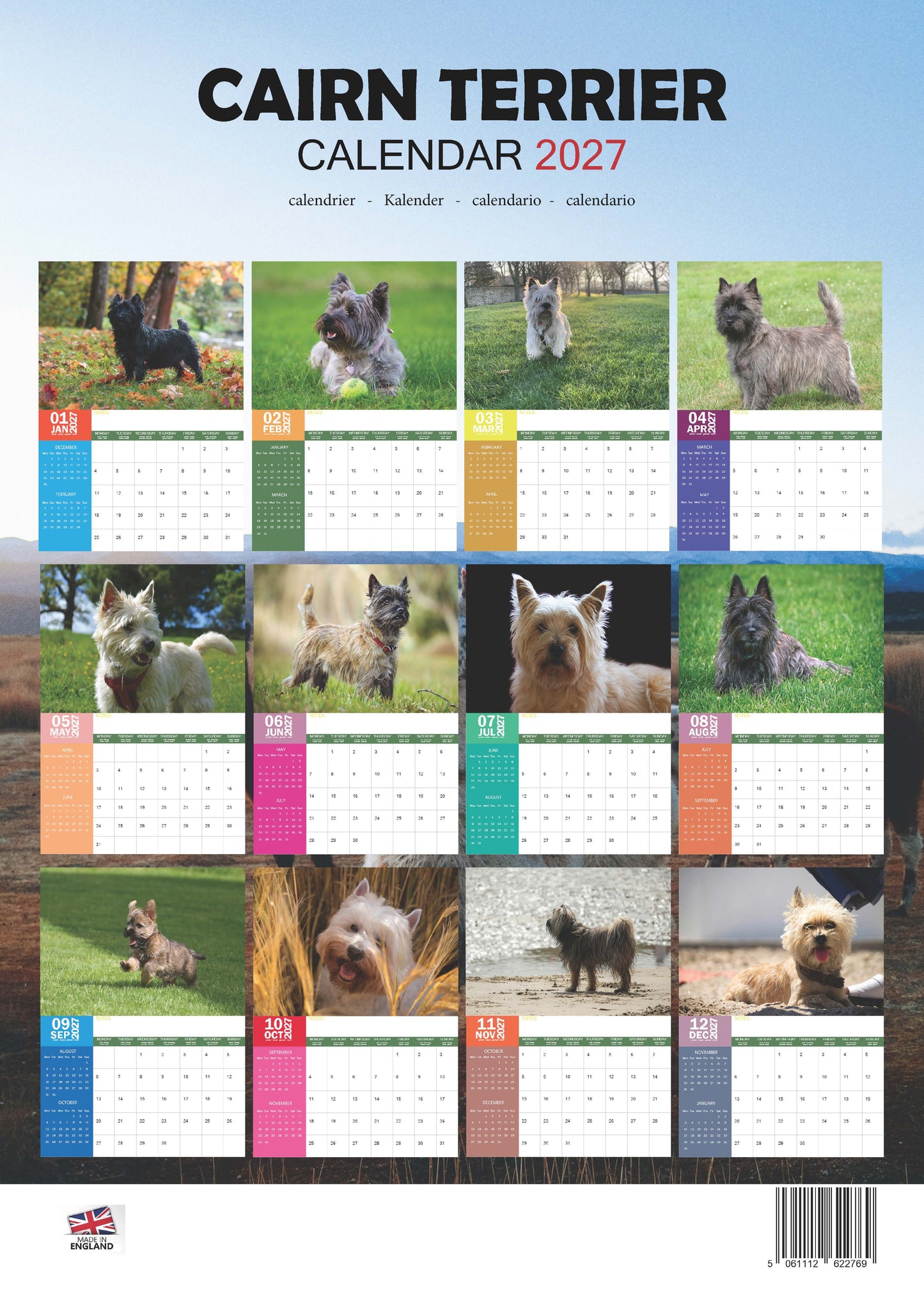 Cairn Terrier Dog Calendar 2027 – M-PRA Range