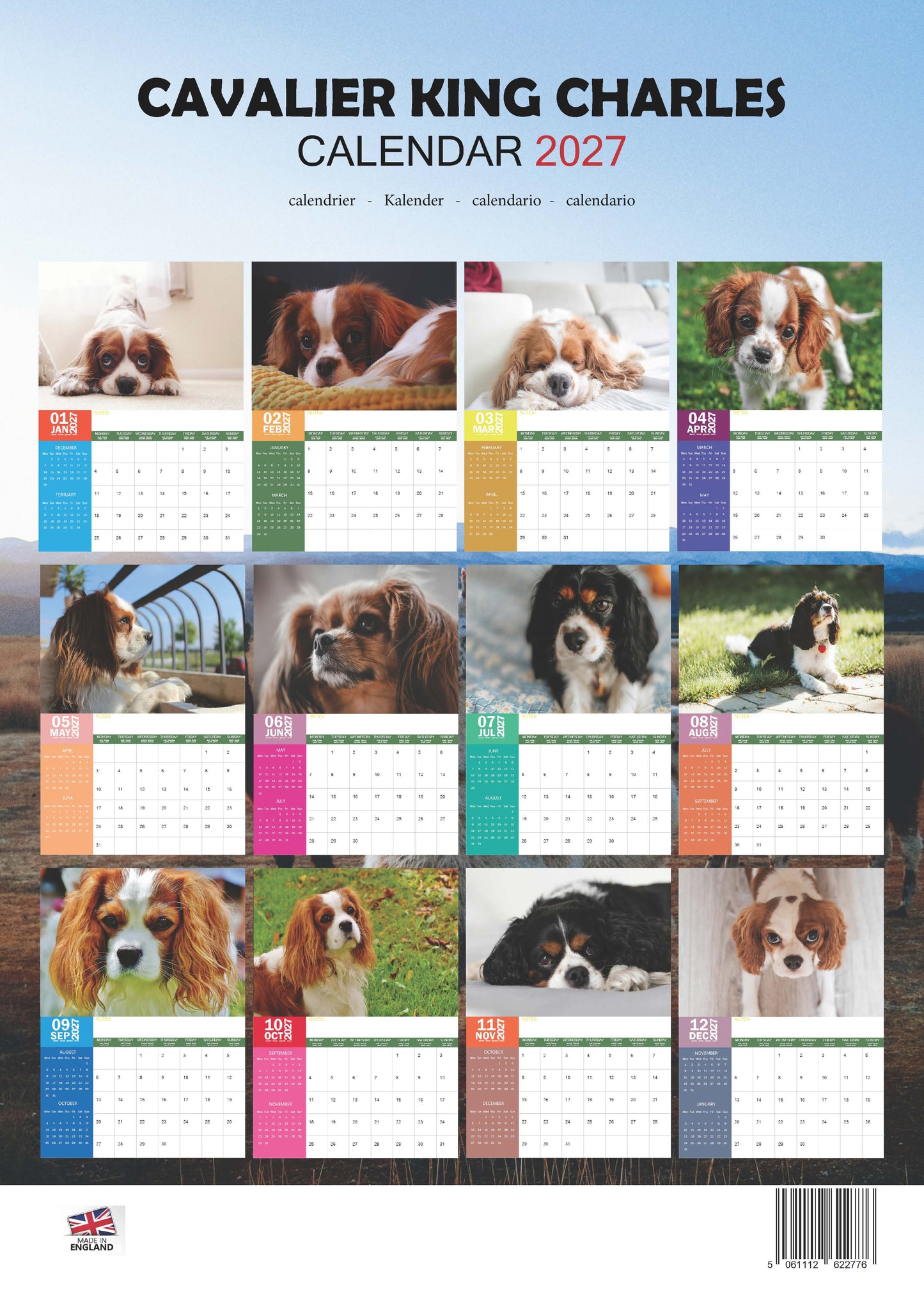 Cavalier King Charles Dog Calendar 2027 – M-PRA Range