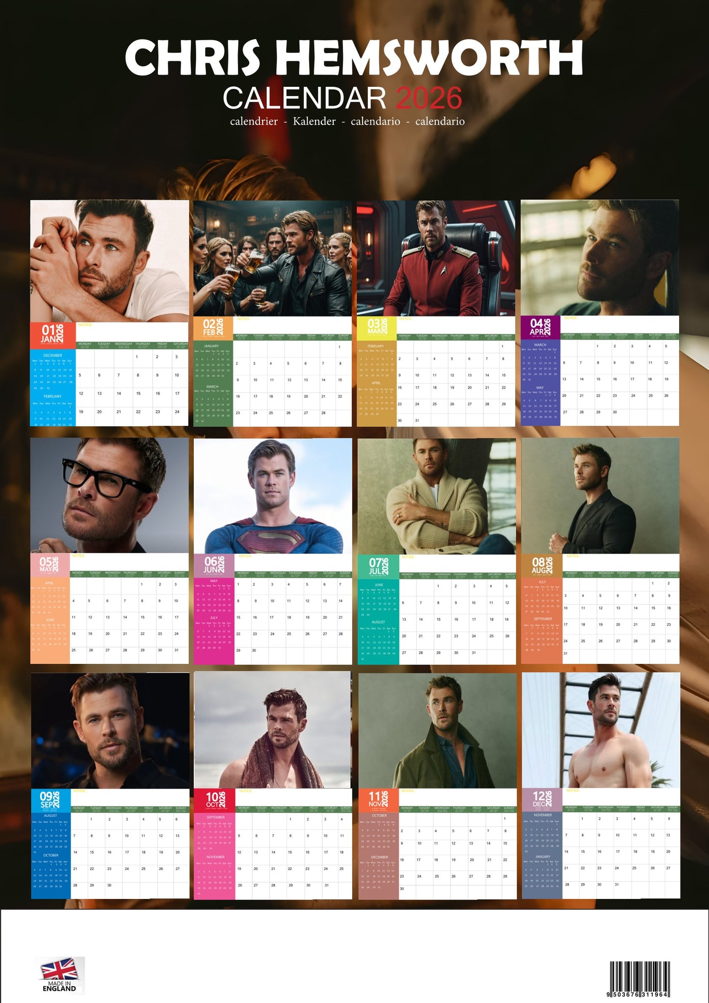 Chris Hemsworth Celebrity Calendar 2026 – M-PRA Range