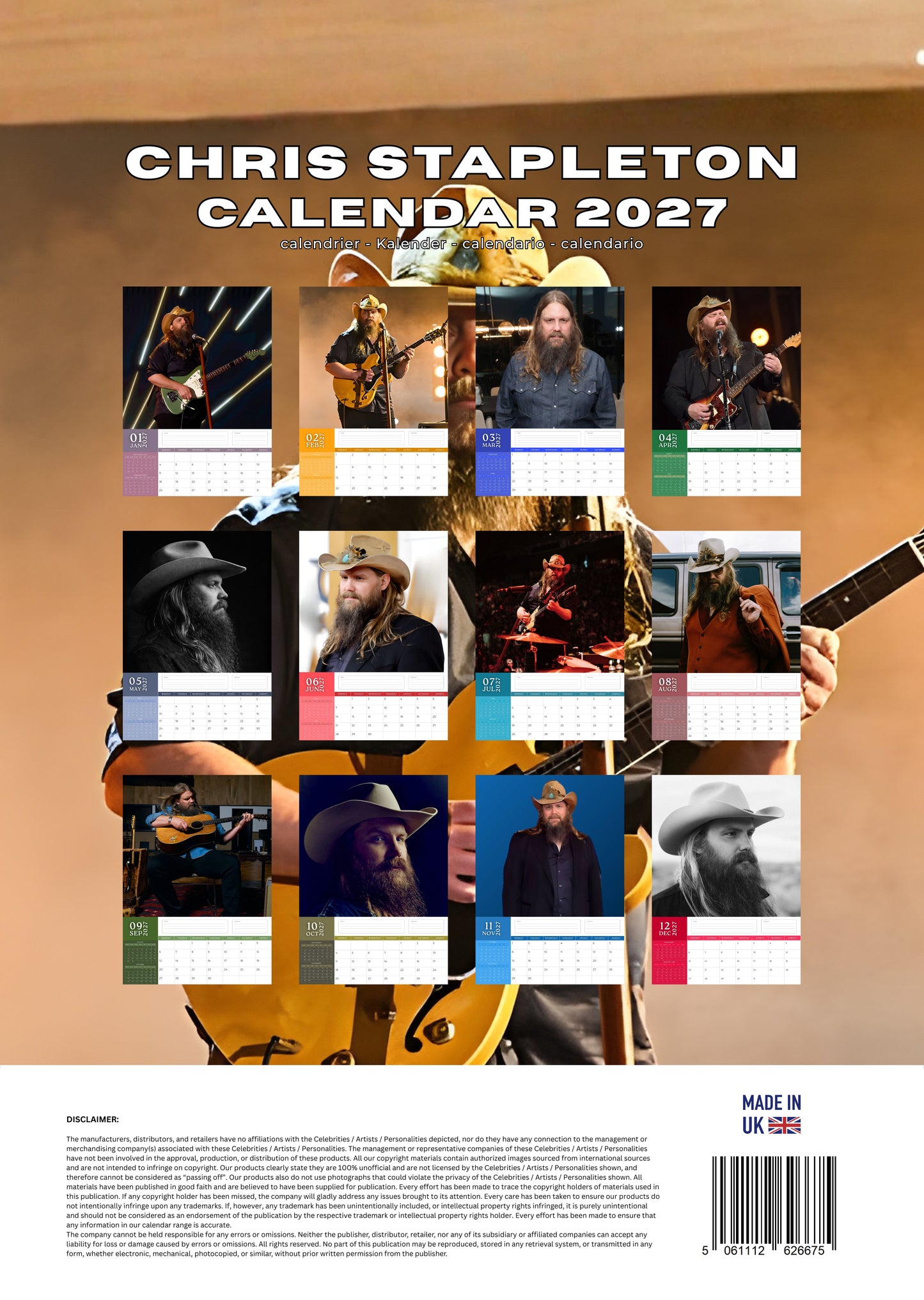 Chris Stapleton Music Calendar 2027 – M-PRA Range