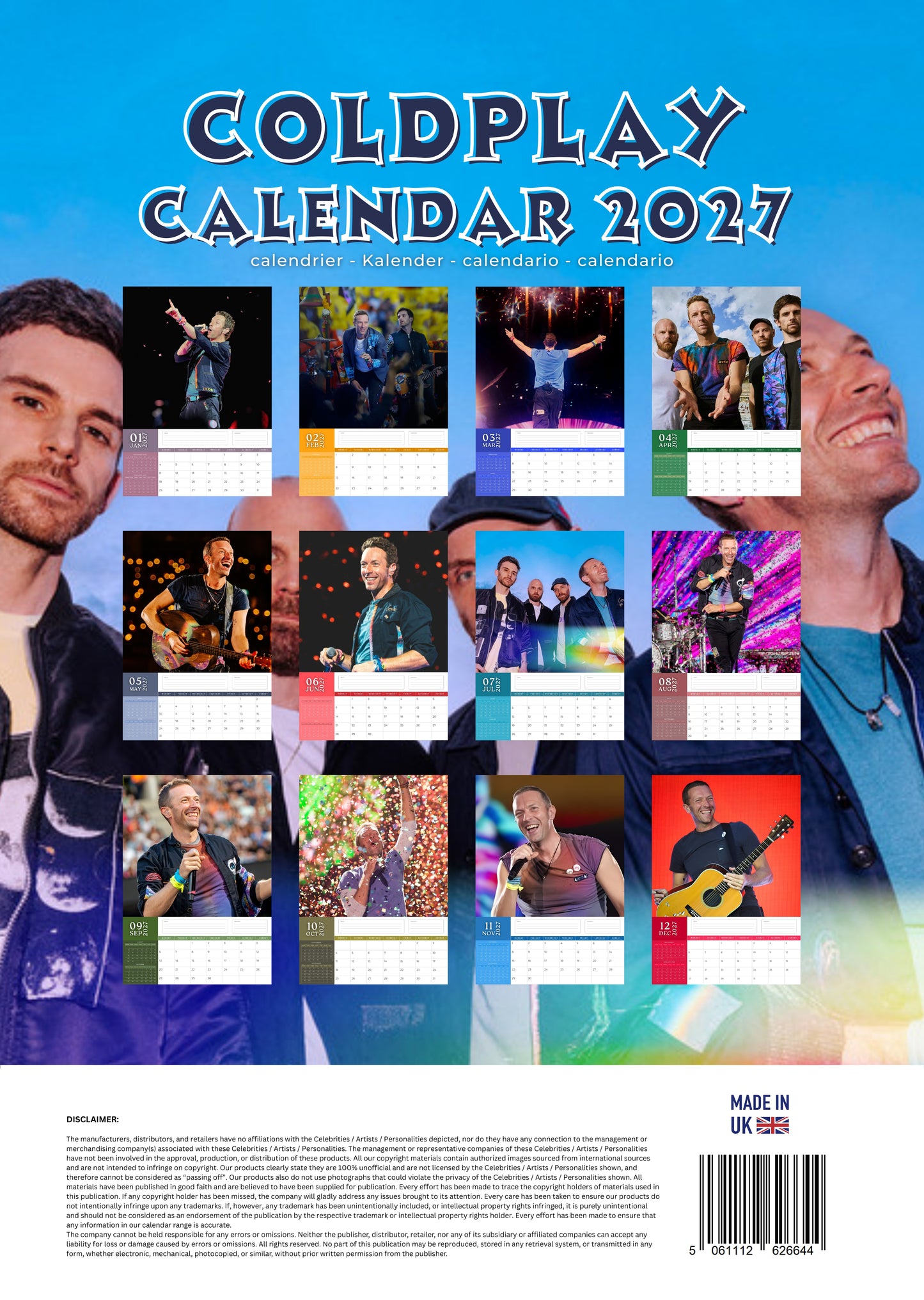 Coldplay Music Calendar 2027 – M-PRA Range