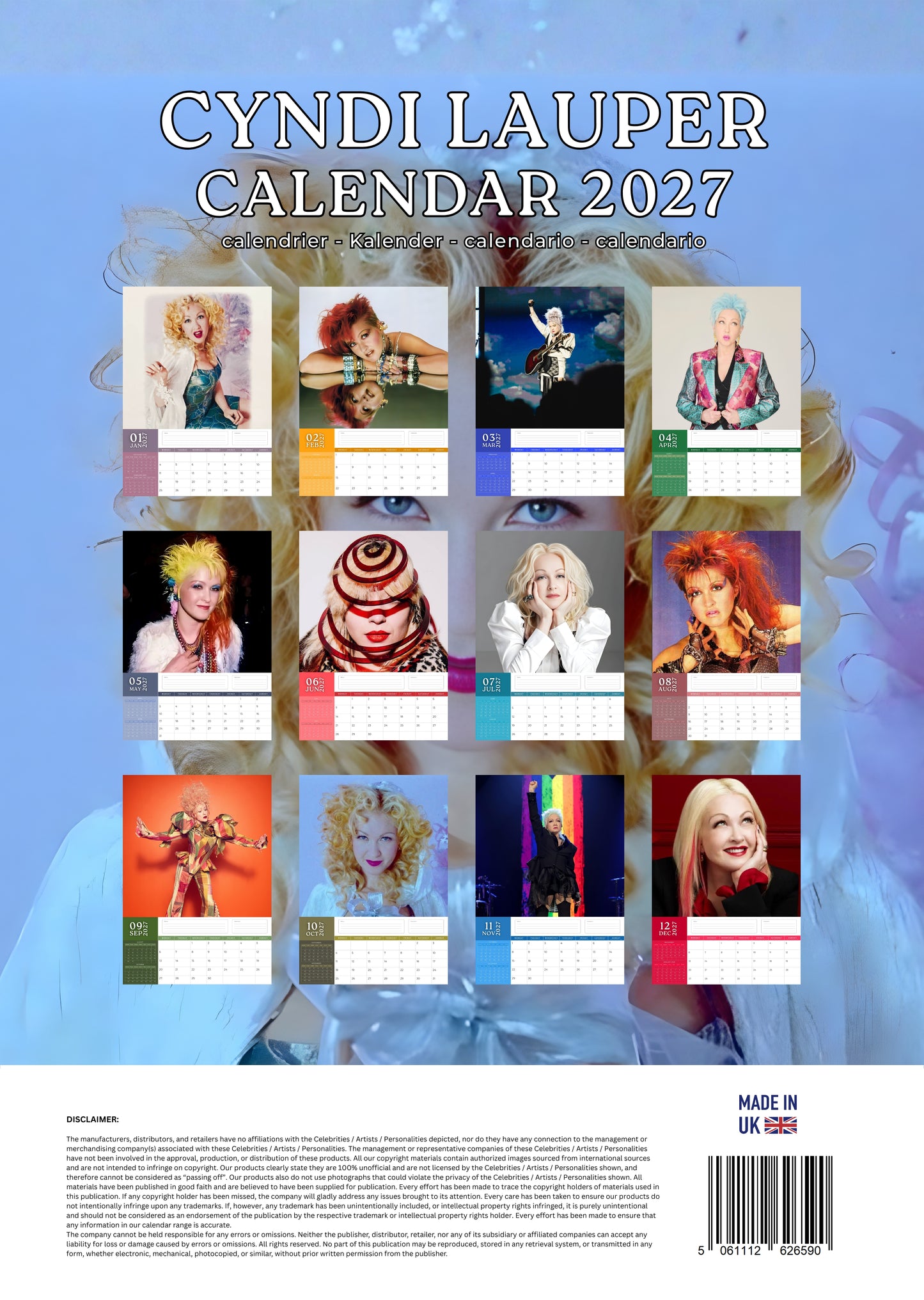 Cyndi Lauper Music Calendar 2027 – M-PRA Range