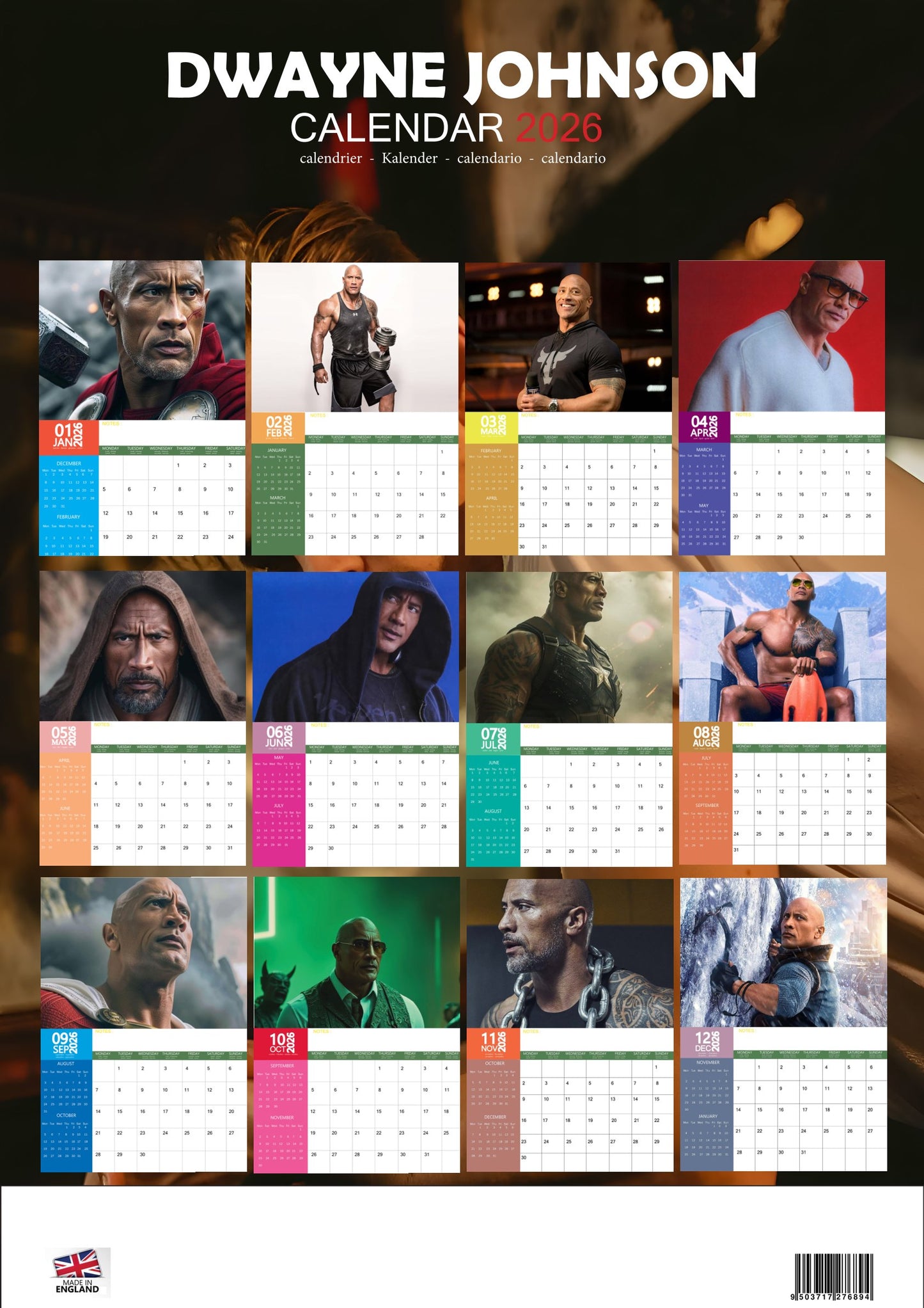 Dwayne Johnson Celebrity Calendar 2026 – M-PRA Range