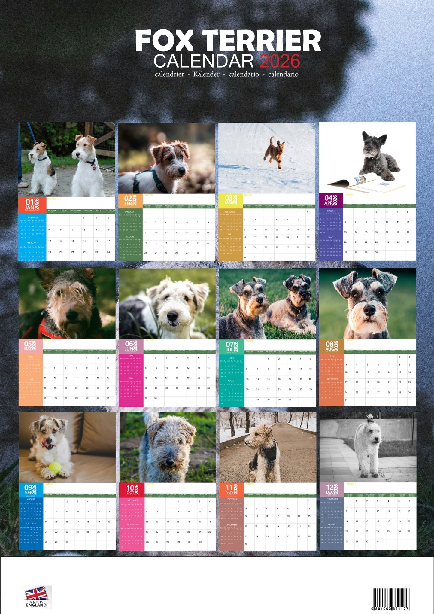 Fox Terrier Dog Calendar 2026 – M-PRA Range