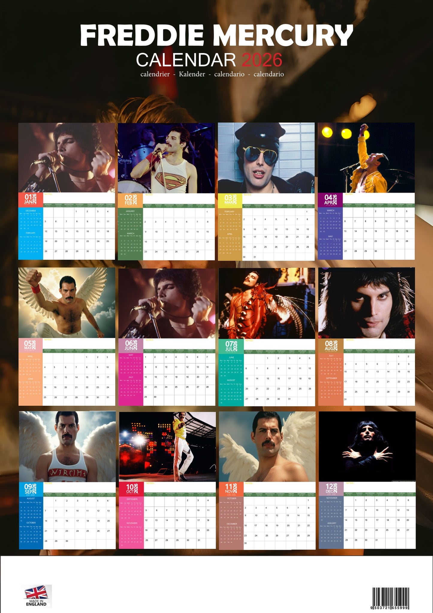 Freddie Mercury Music Calendar 2026 – M-PRA Range