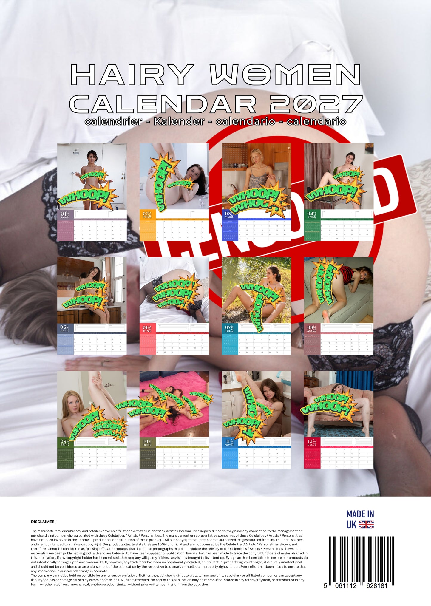Hairy Women 2027 XXX Wall Calendar – 12 Month Natural Beauty Edition