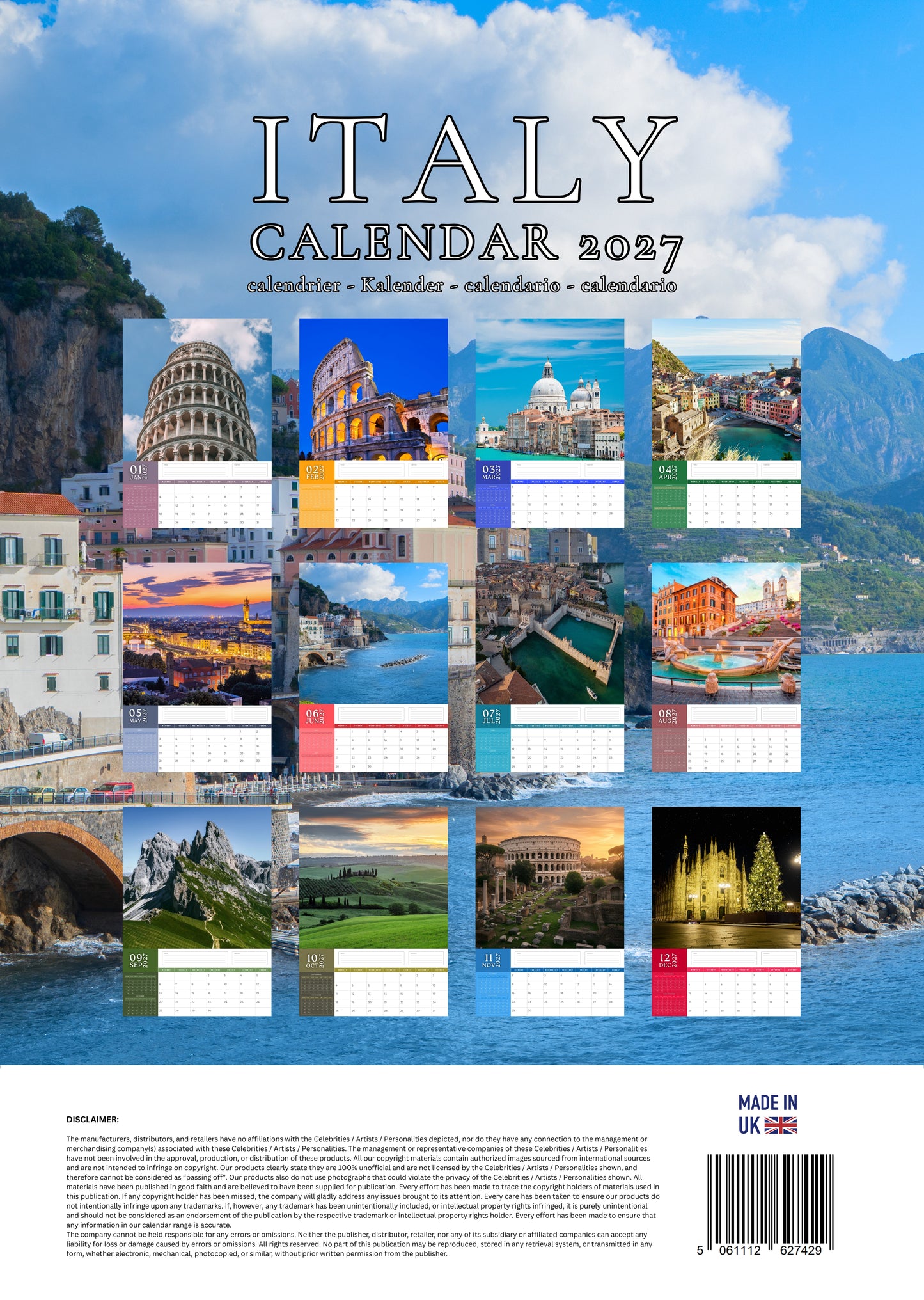 Italy Calendar 2027 – M-PRA Range