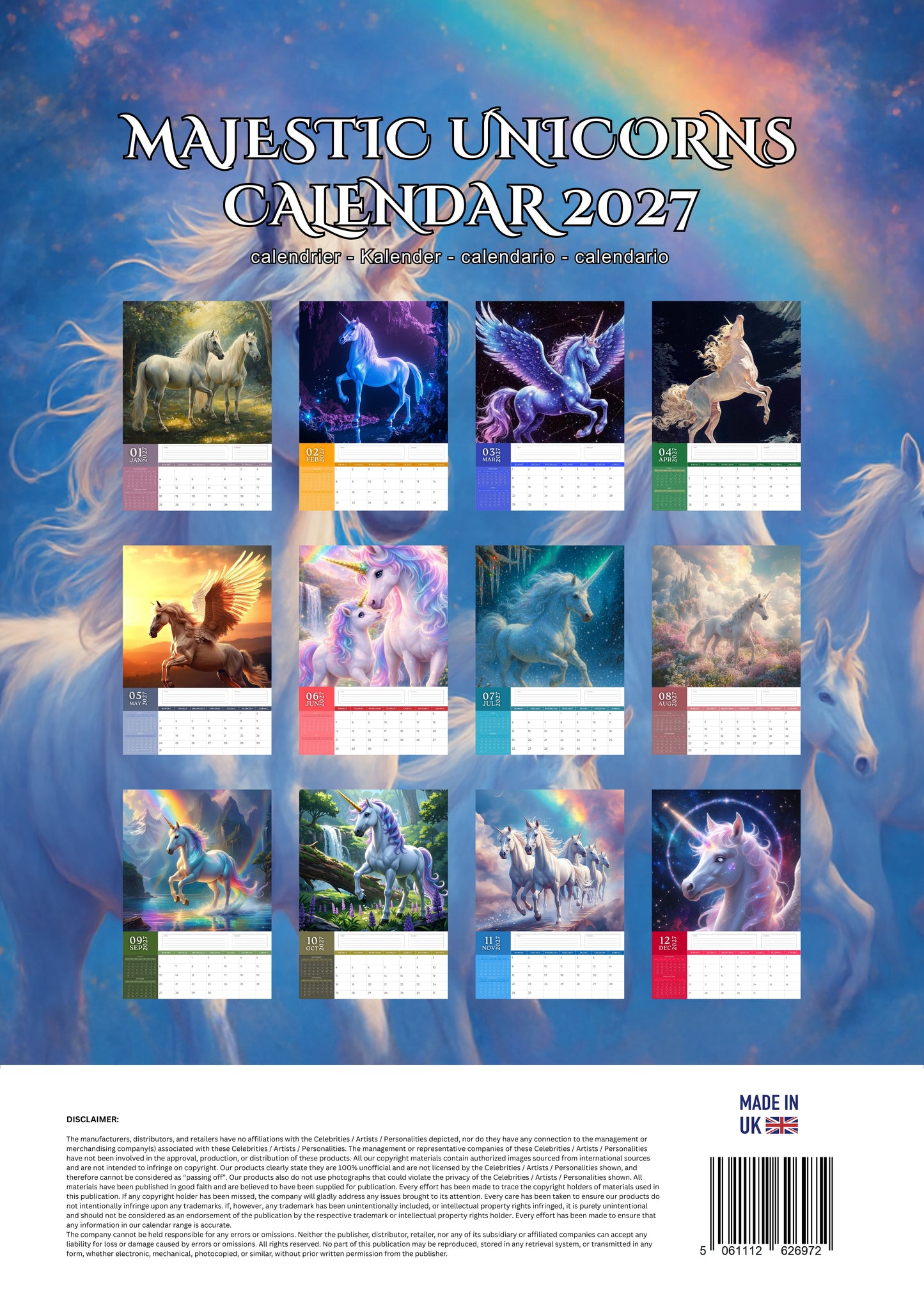 Majestic Unicorn Art Calendar 2027 – M-PRA Range