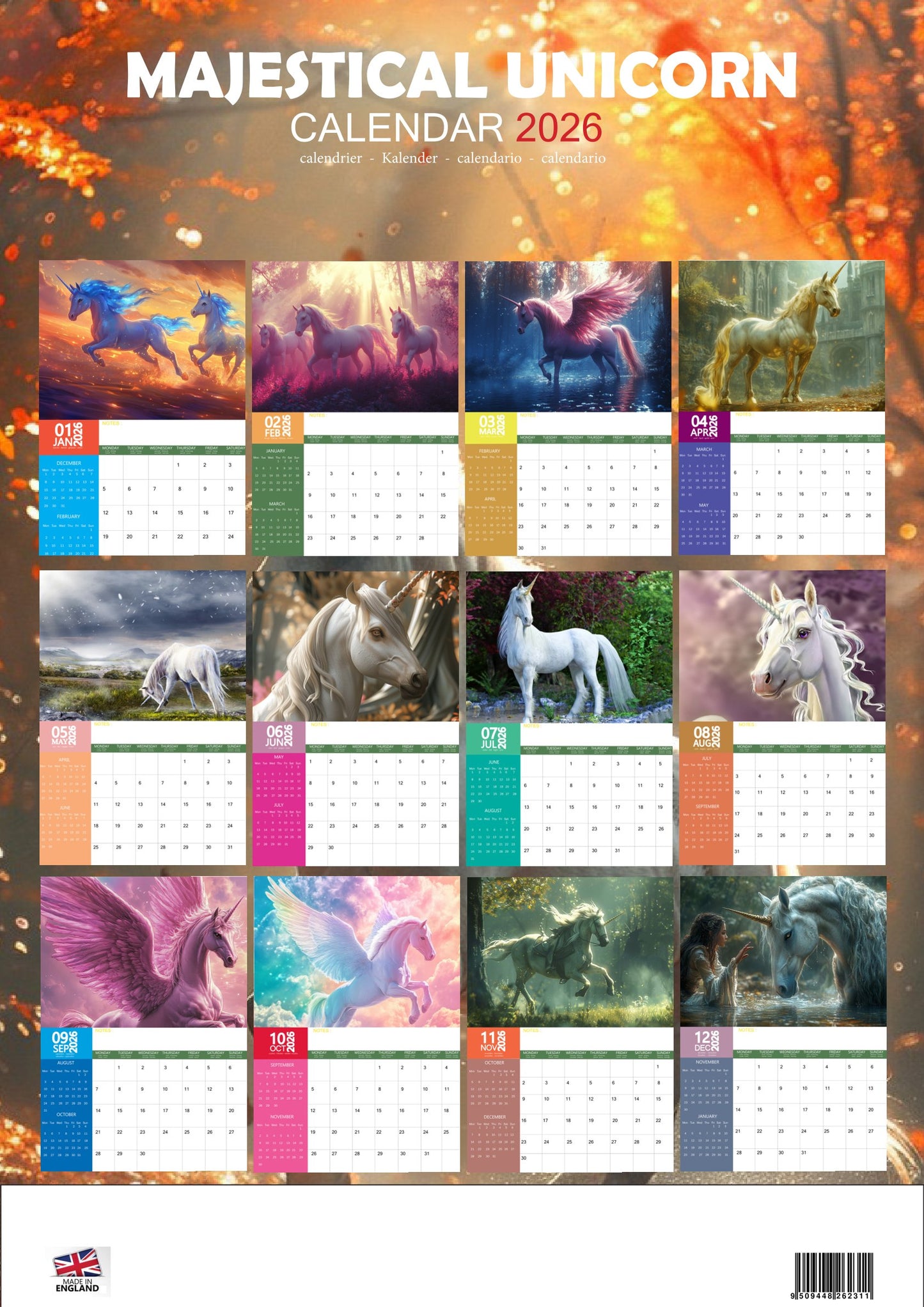 Mystical Unicorn Art Calendar 2026 – M-PRA Range