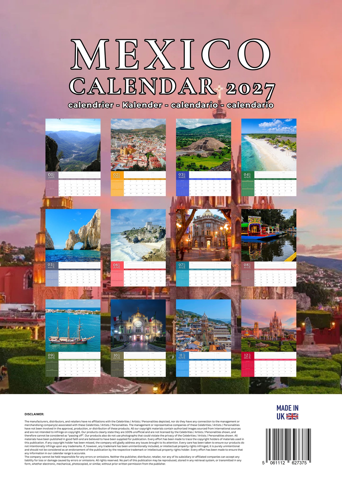 Mexico Calendar 2027 – M-PRA Range