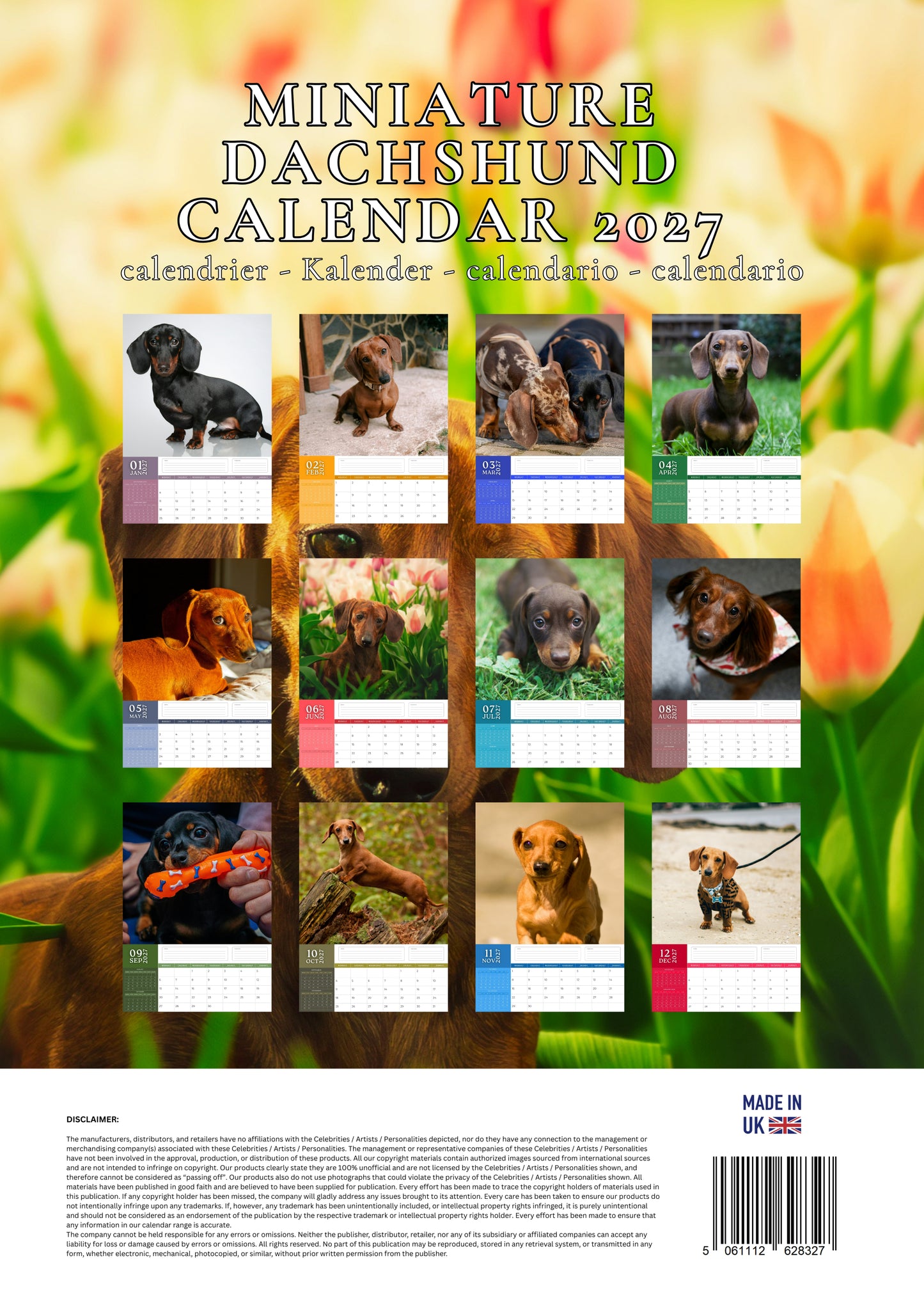 Miniature Dachshund Dog Calendar 2027 – M-PRA Range