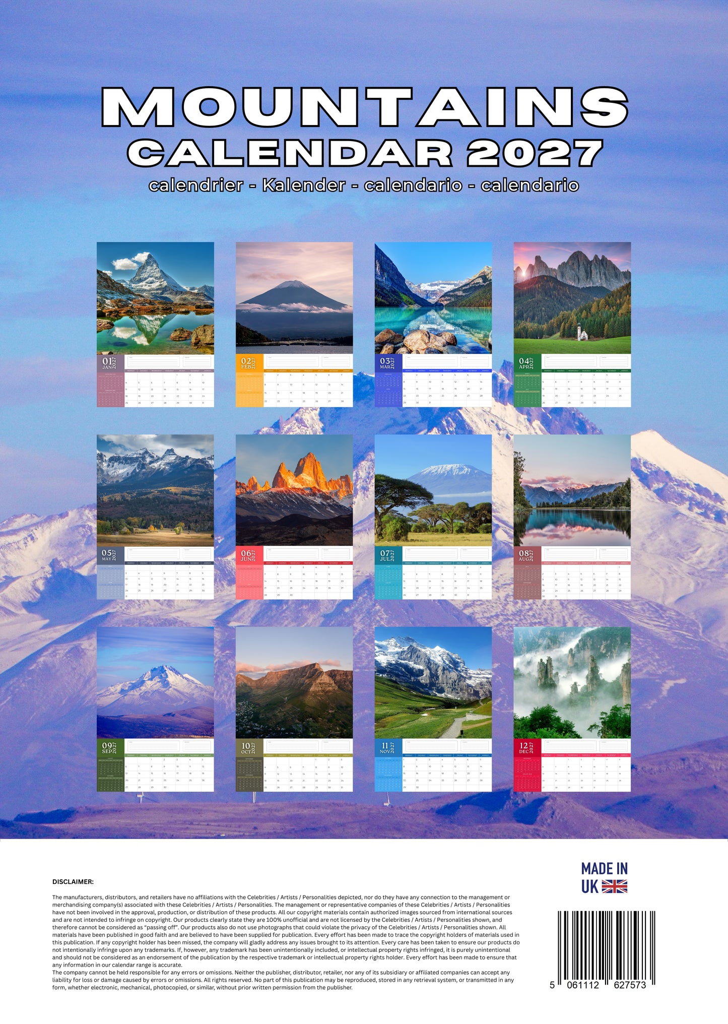 Mountains Natural Calendar 2027 – M-PRA Range