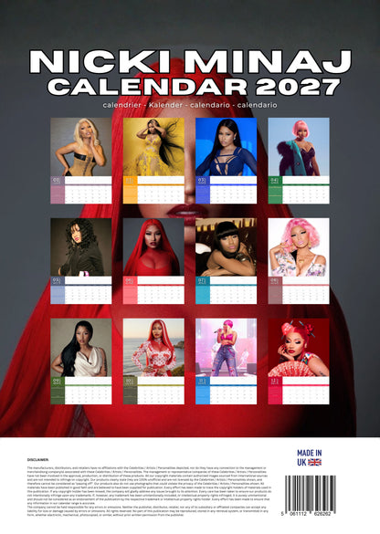 Nicki Minaj Music Calendar 2027 – M-PRA Range
