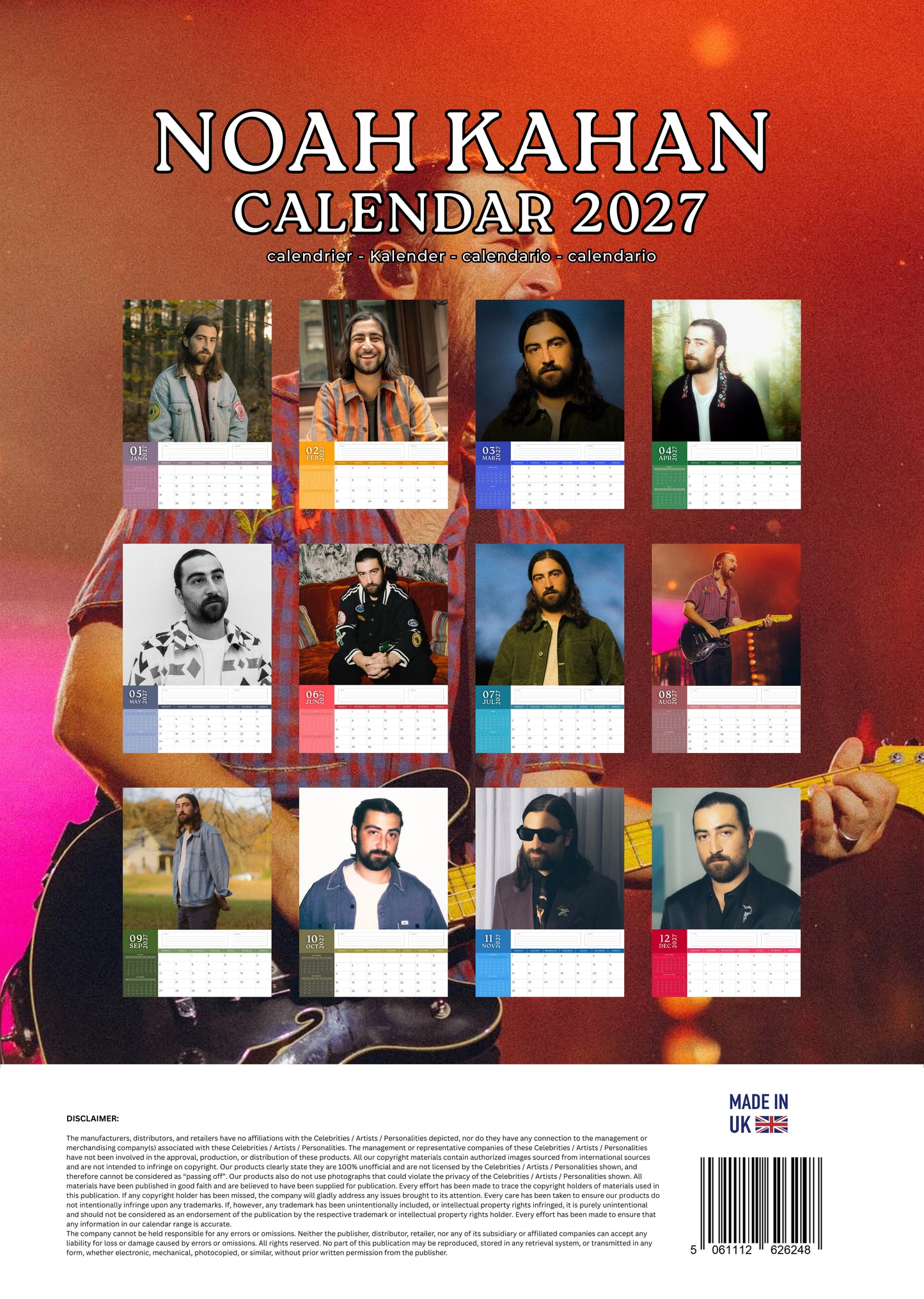 Noah Kahan Music Calendar 2027 – M-PRA Range