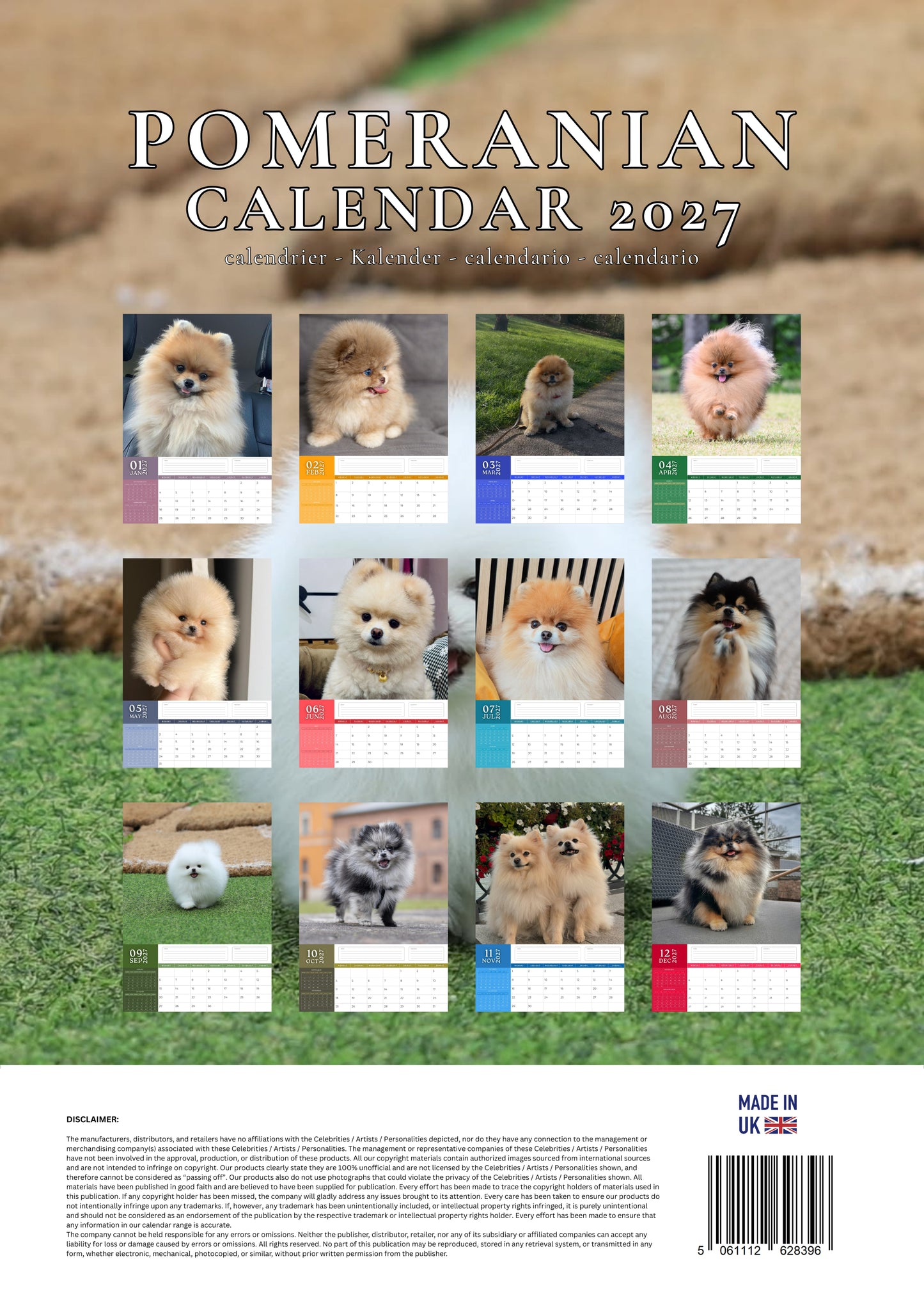 Pomeranian Dog Calendar 2027 – M-PRA Range