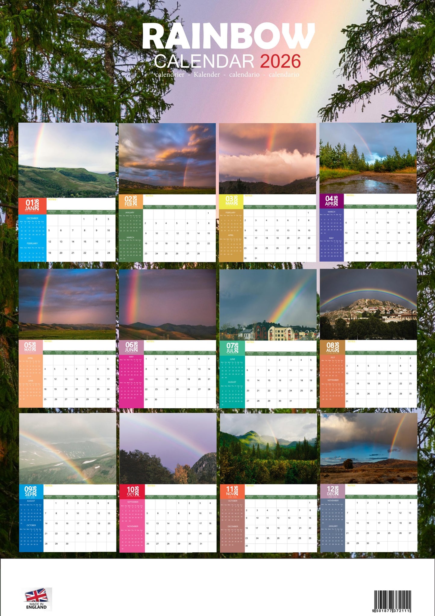 Rainbow Natural Calendar 2026 – M-PRA Range