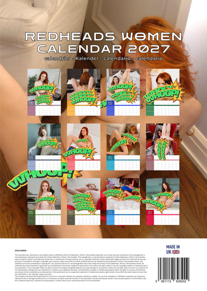 Redheads Women 2027 Nude Wall Calendar – 12 Month Sexy Ginger Pin-Up Calendar