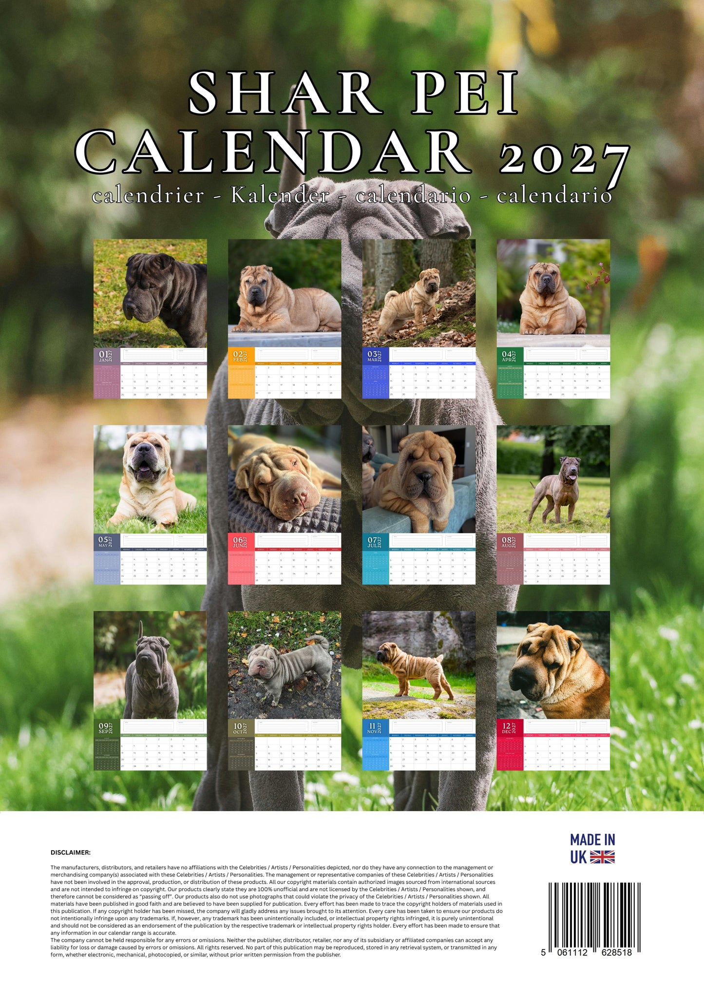 Shar Pei Dog Calendar 2027 – M-PRA Range