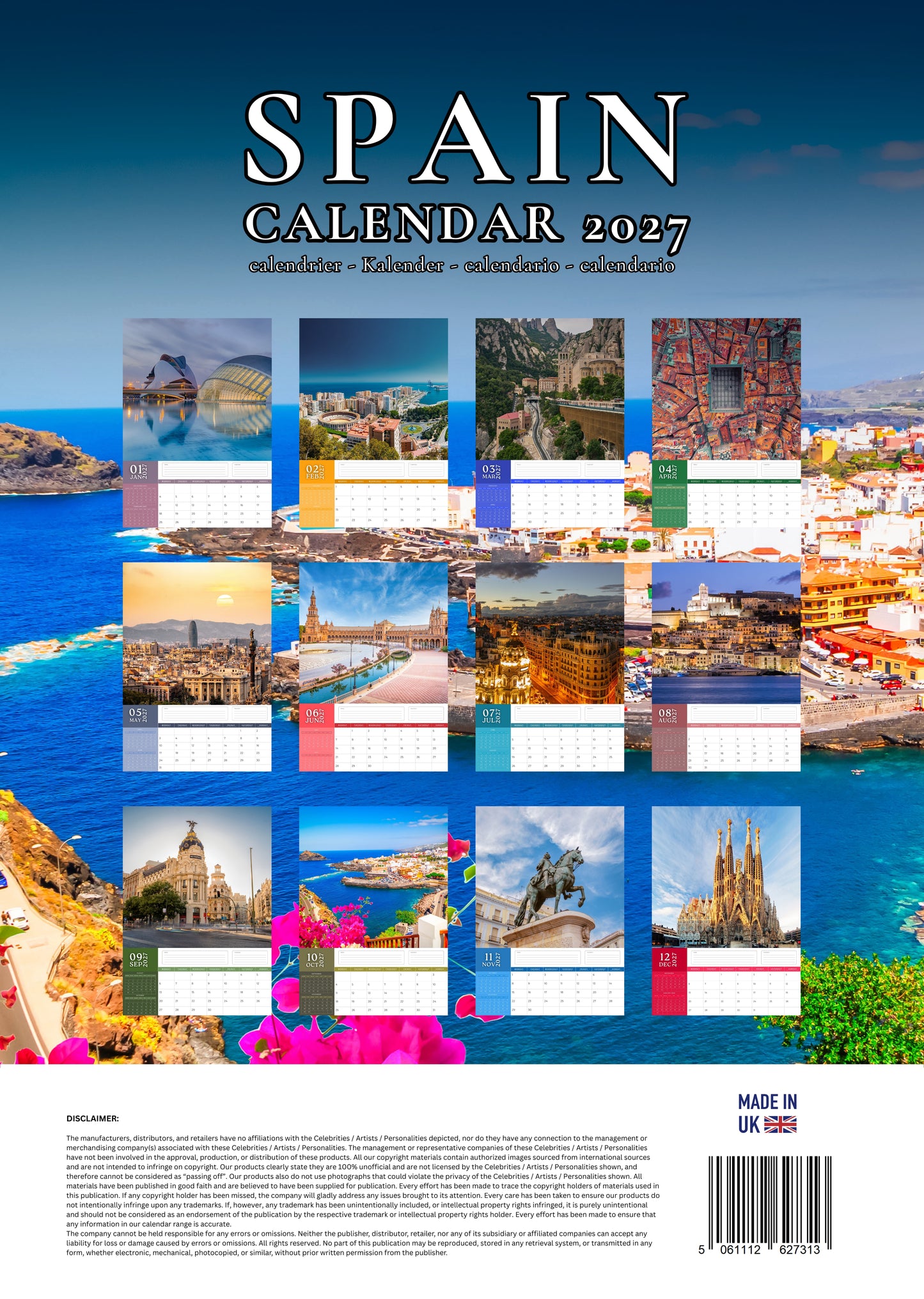 Spain Calendar 2027 – M-PRA Range
