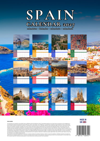 Spain Calendar 2027 – M-PRA Range