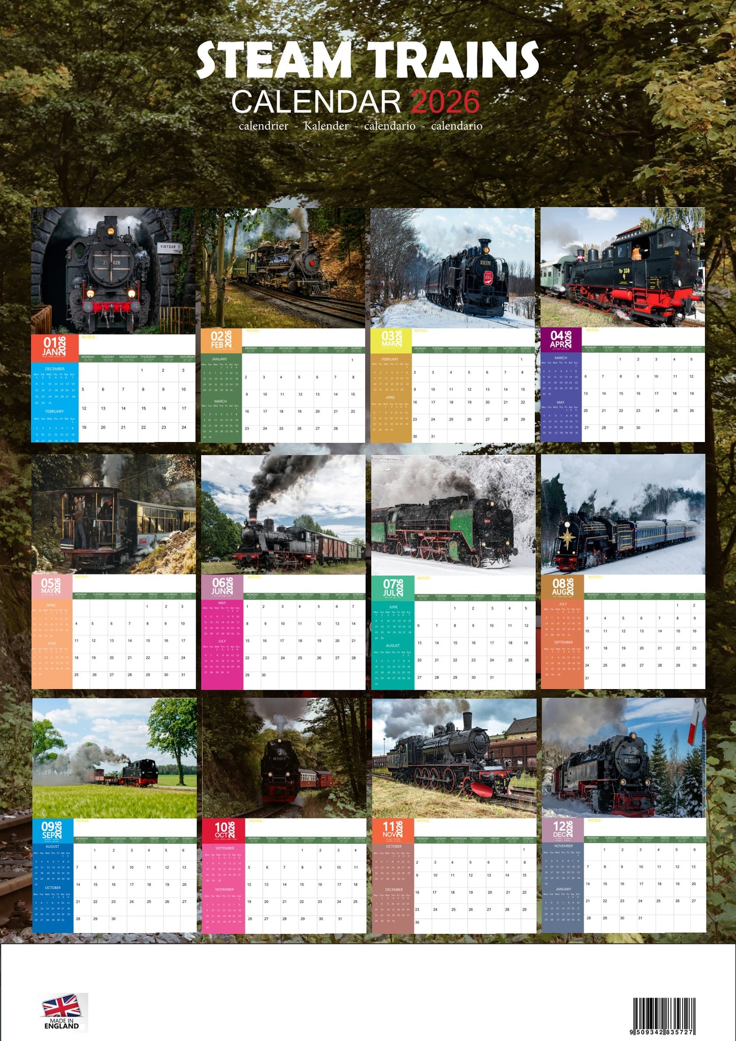 Steam Trains Transport Calendar 2026 – M-PRA Range