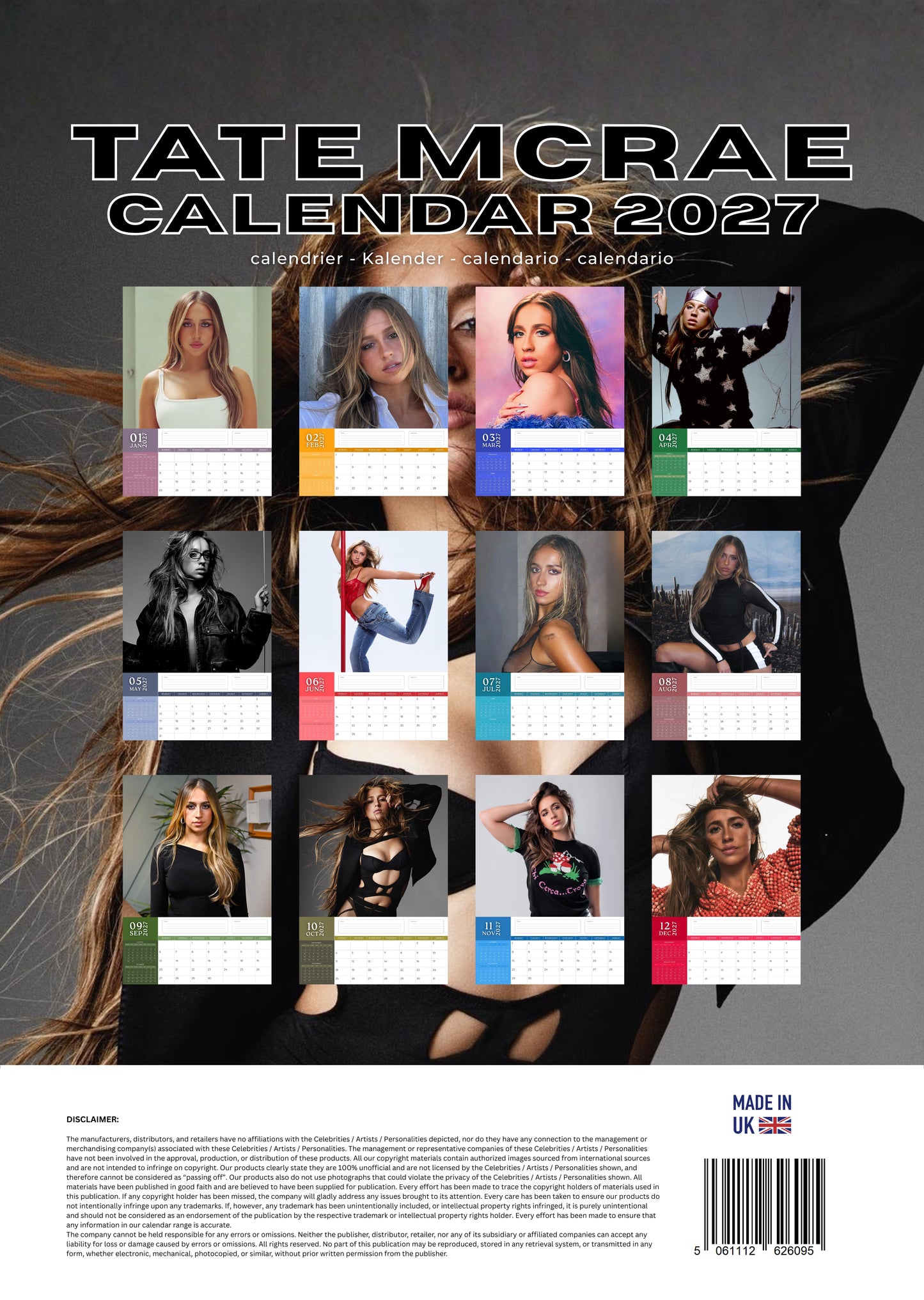 Tate McRae Music Calendar 2027 – M-PRA Range