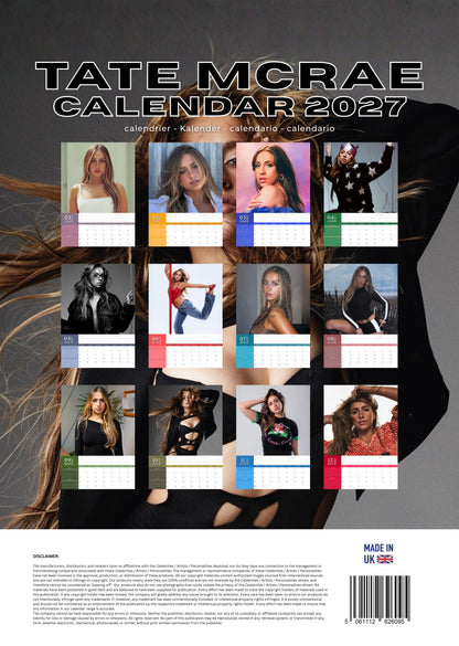 Tate McRae Music Calendar 2027 – M-PRA Range