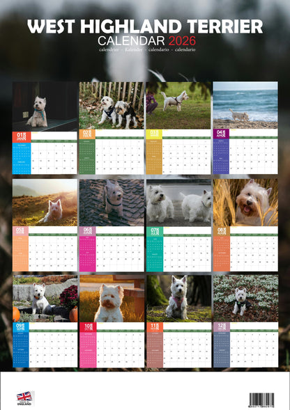 West Highland Terrier Dog Calendar 2026 – M-PRA Range