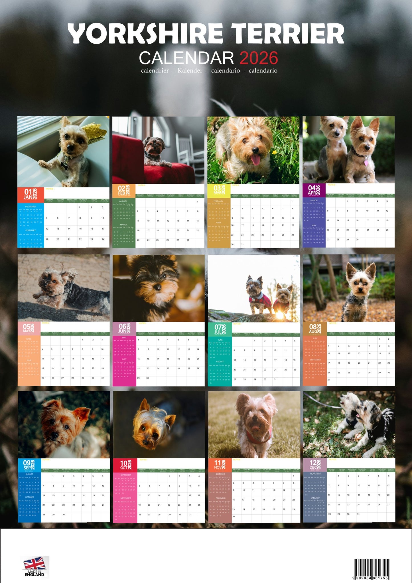 Yorkshire Terrier Dog Calendar 2026 – M-PRA Range