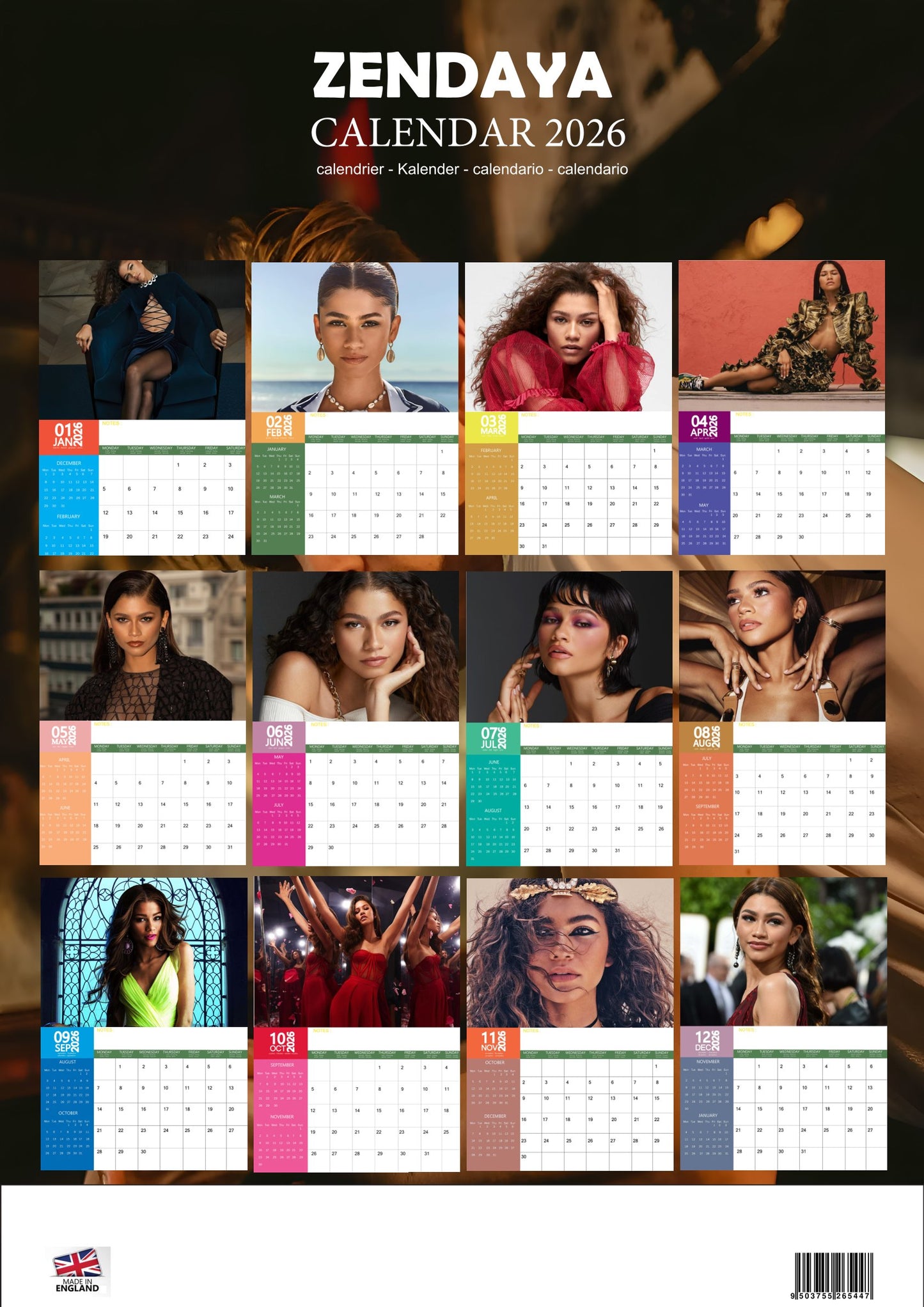 Zendaya Celebrity Calendar 2026 – M-PRA Range